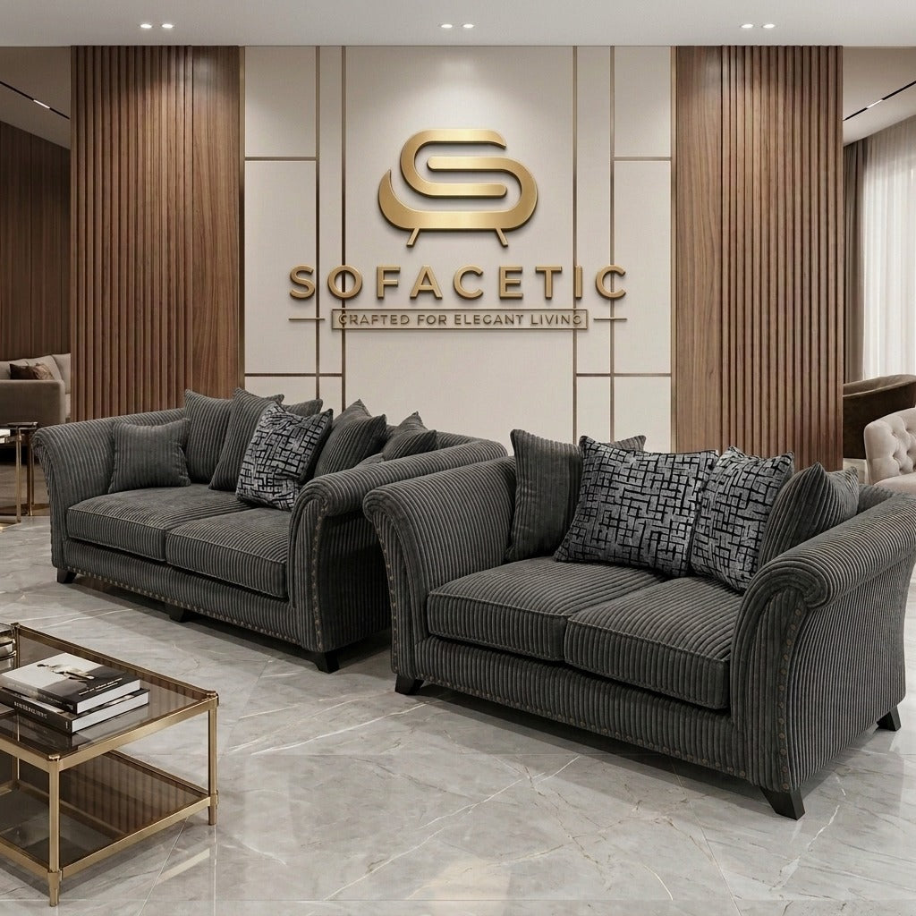 Juxen Jumbo Cord Designer Sofa Set