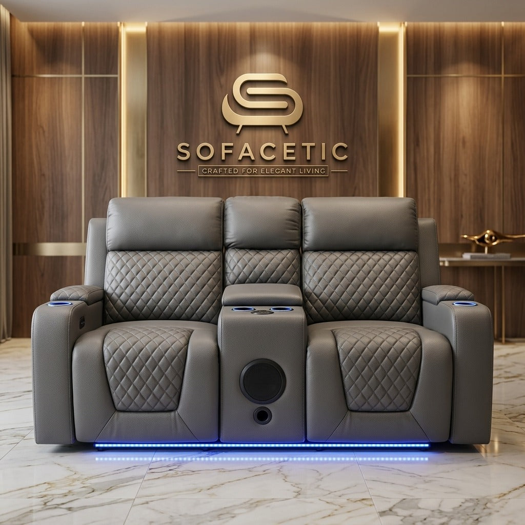 Florida Leather Suite Sofa Grey Set