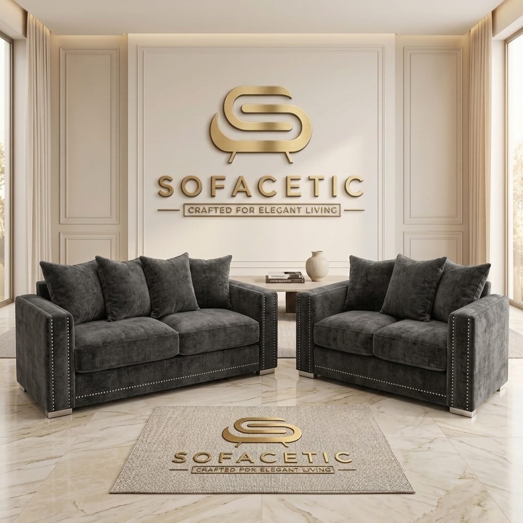 Ruby Alaska Chenile Sofa Set