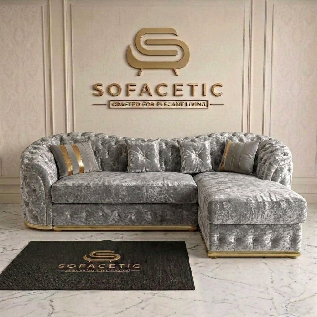 Madrid Crush Velevt Chesterfield Sofa Set