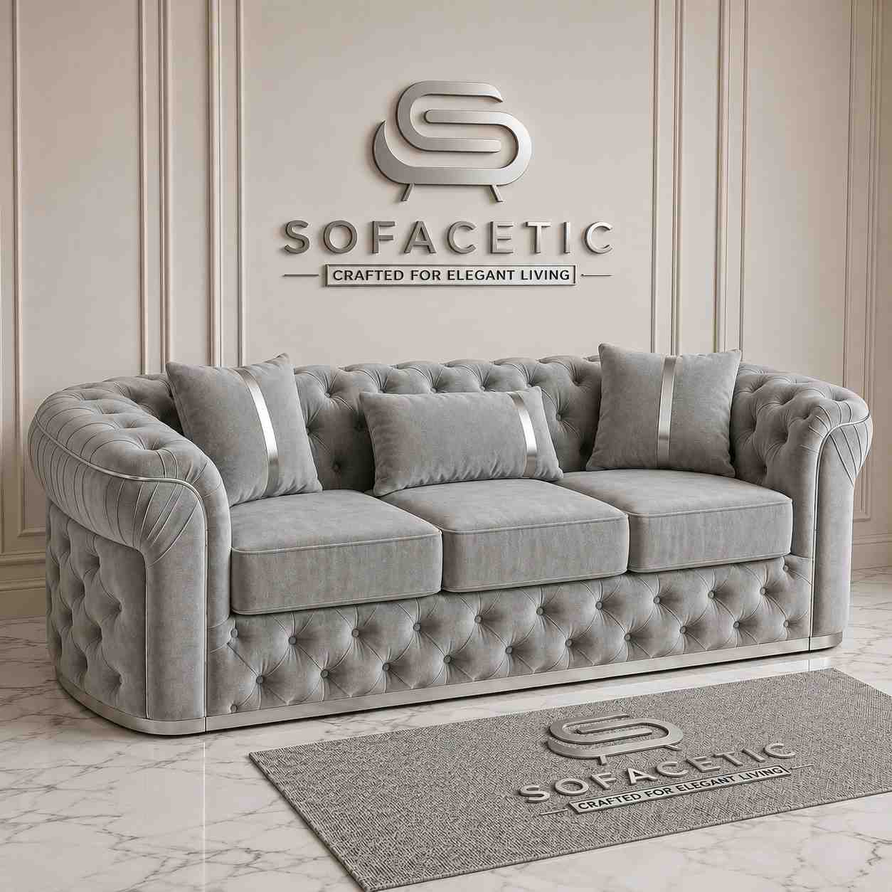 Madrid Plush Velevt Chesterfield Sofa Set