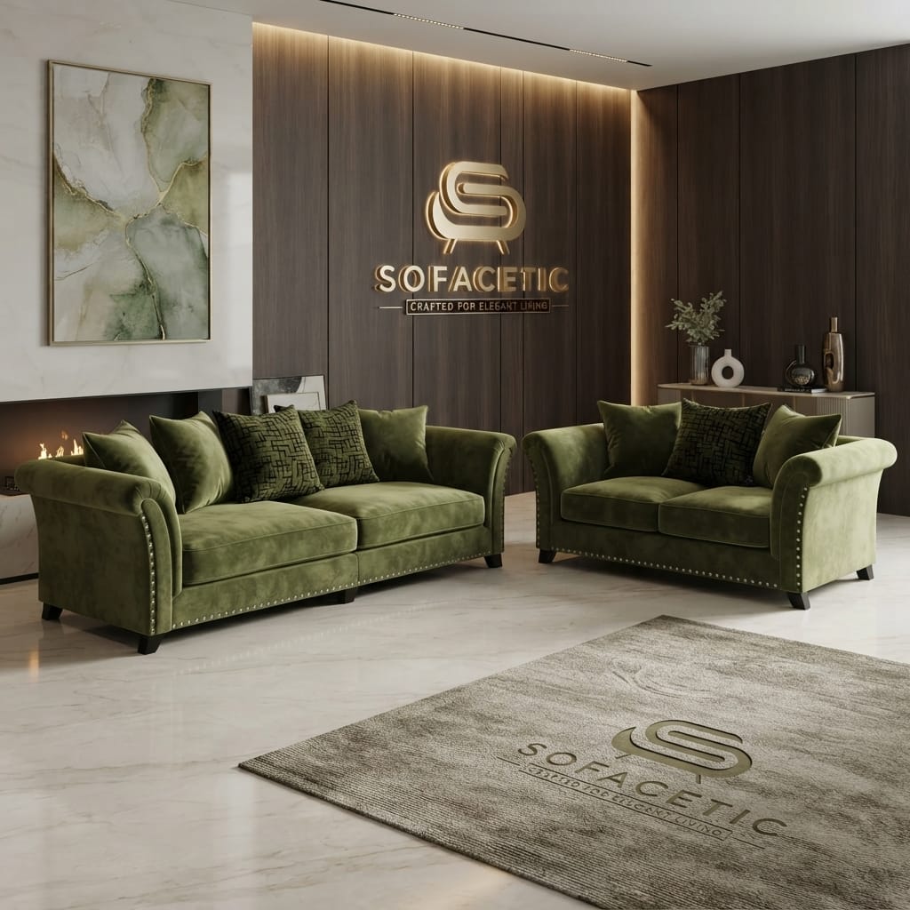 Harrison Juxon Plush velvet Sofa Set