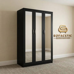 3 Door Black Color Wardrobe