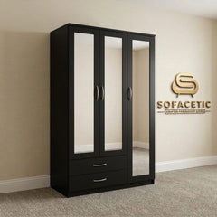 3 Door Black Color Wardrobe