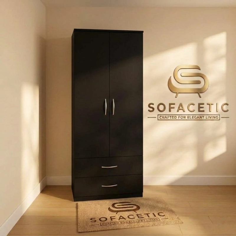 2 Door Black Color Wardrobe