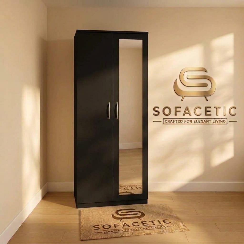 2 Door Black Color Wardrobe