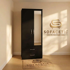 2 Door Black Color Wardrobe
