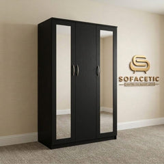 3 Door Black Color Wardrobe