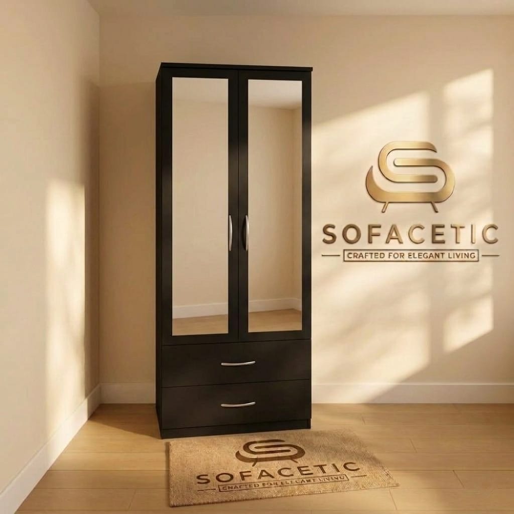 2 Door Black Color Wardrobe