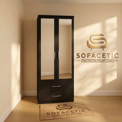 2 Door Black Color Wardrobe