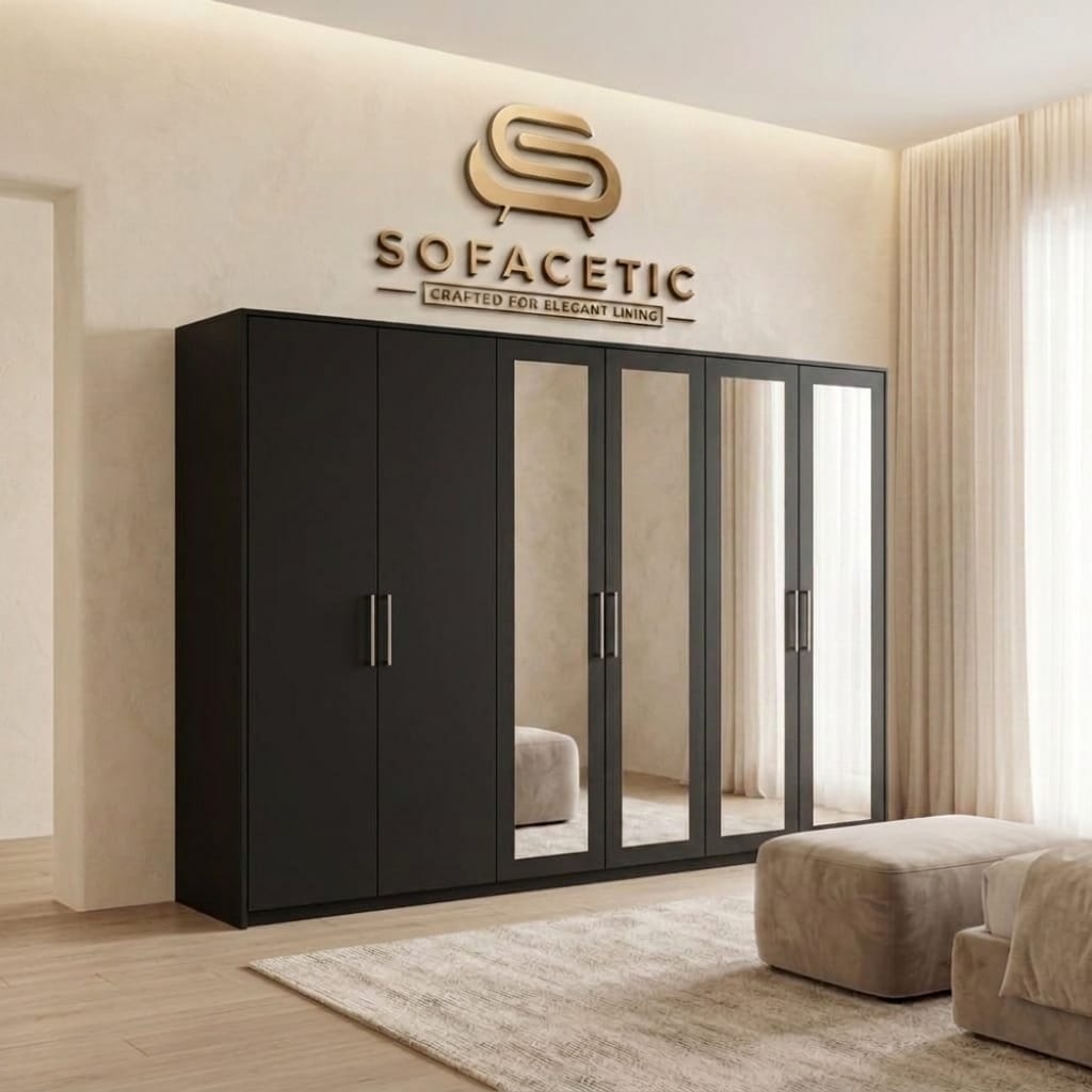 6 Door Black color Wardrobe