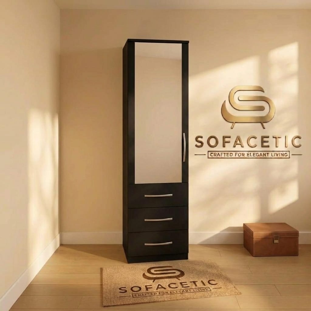 Single Door Black Color Wardrobe
