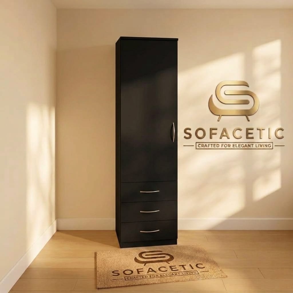Single Door Black Color Wardrobe