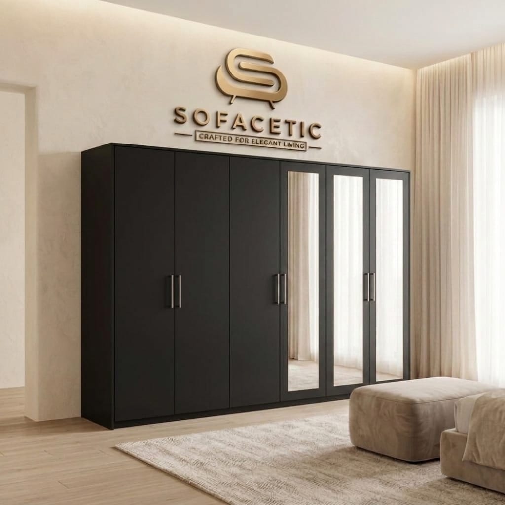 6 Door Black color Wardrobe