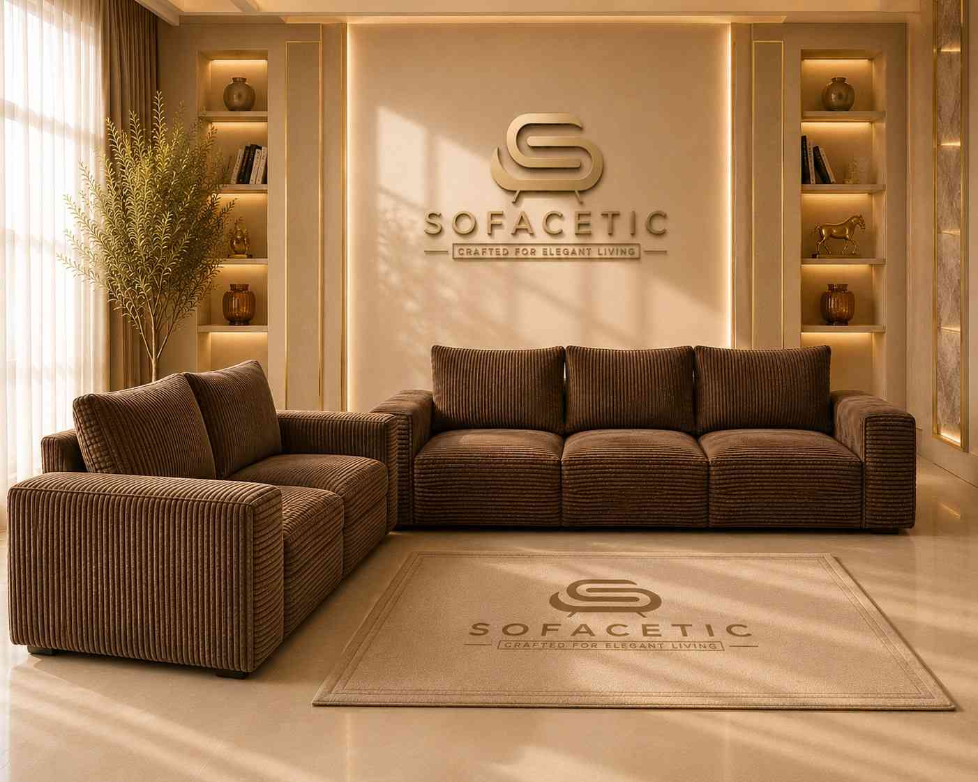 Salon Jumbo Cord Fabric Sofa