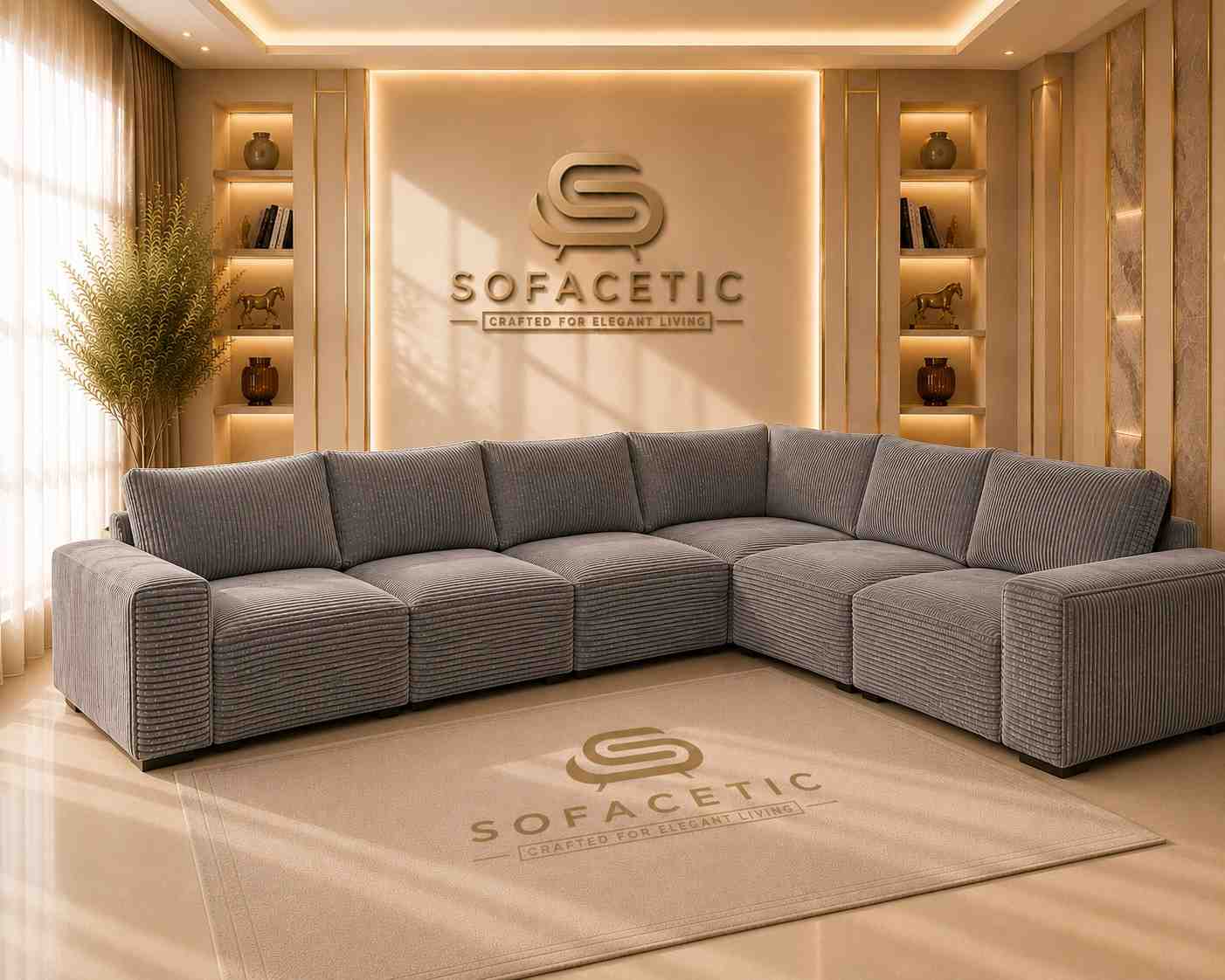 Salon Jumbo Cord Fabric Sofa
