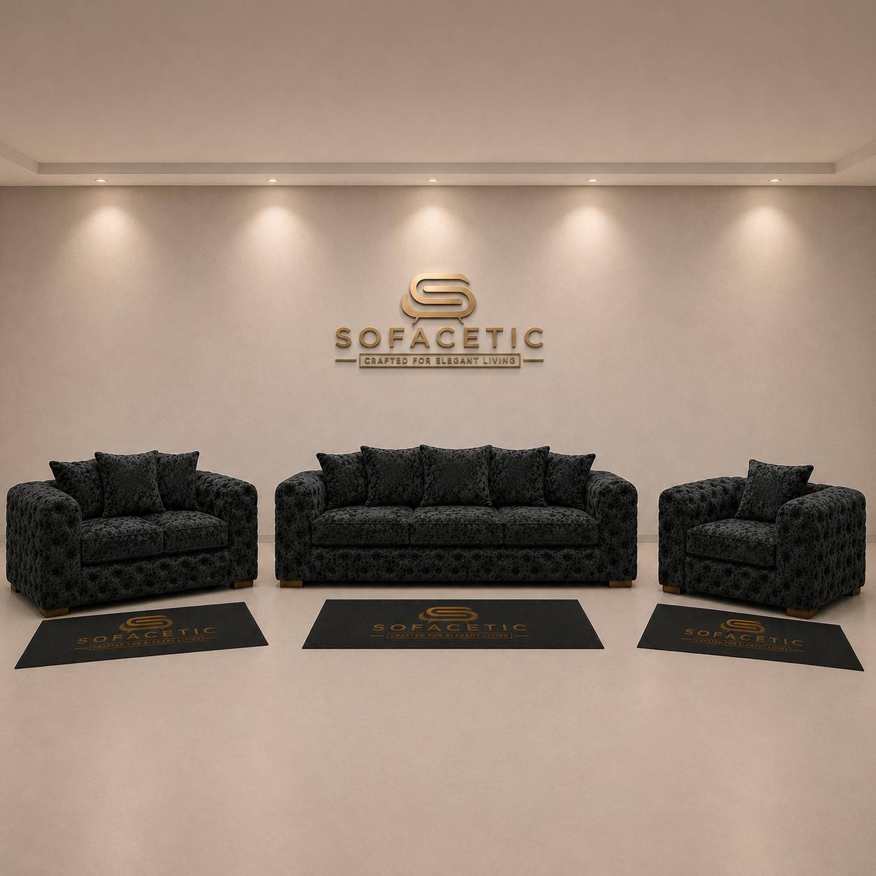 Ashton Crush velvet  Fabric Luxury Sofa Set