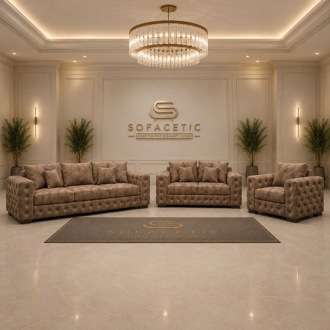 Ashton Naples Fabric Luxury Sofa Set