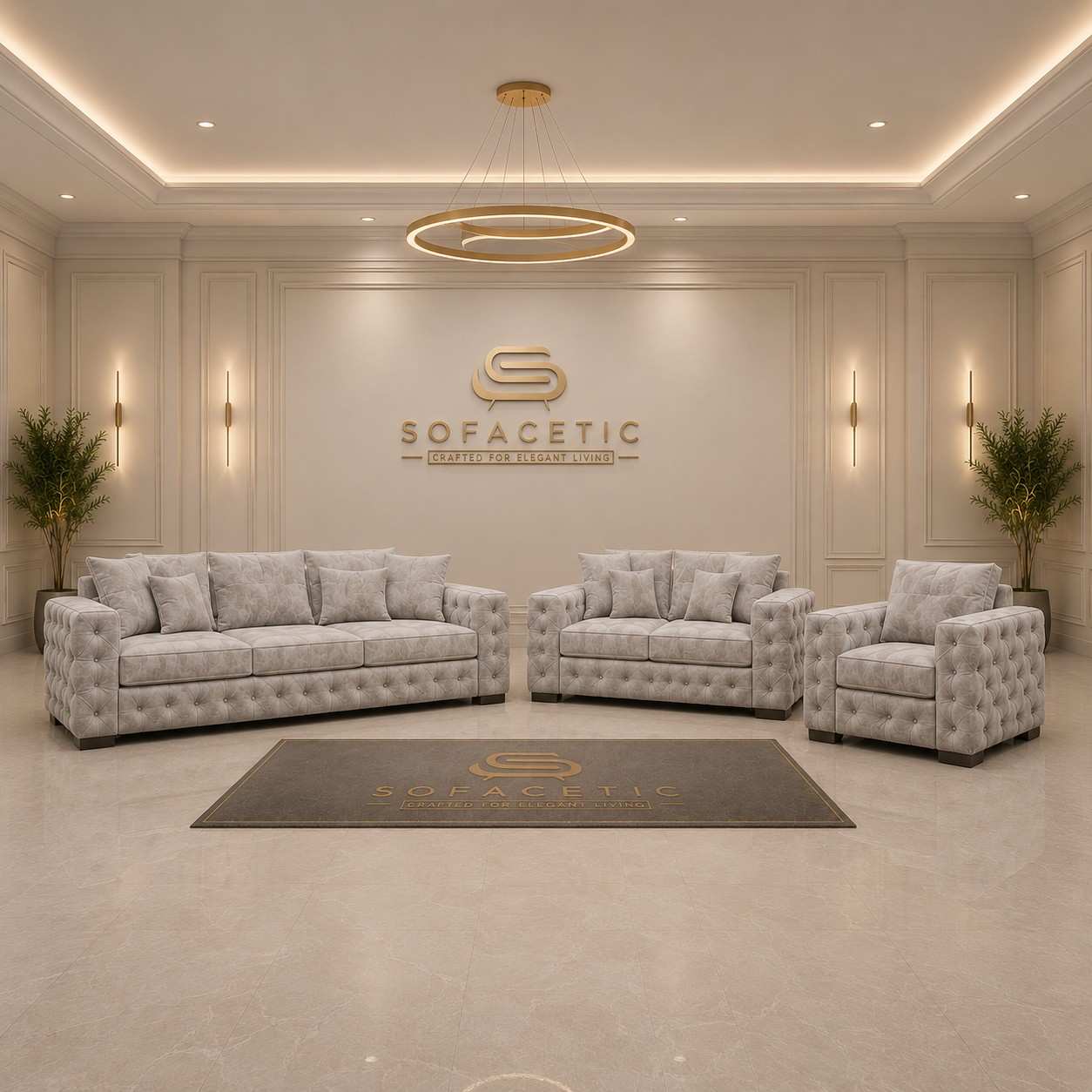 Ashton Naples Fabric Luxury Sofa Set