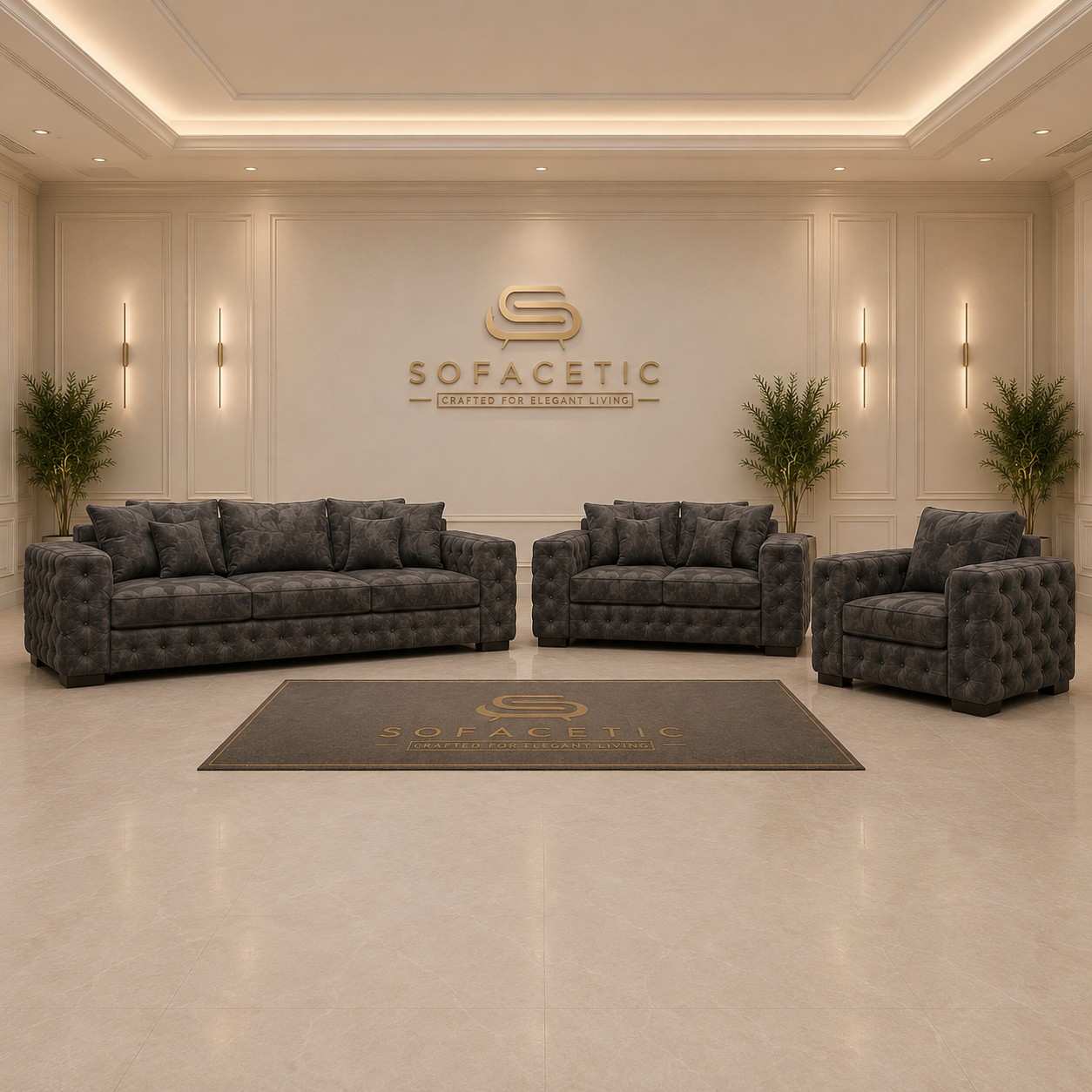 Ashton Naples Fabric Luxury Sofa Set