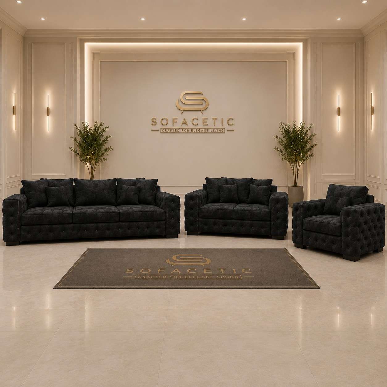 Ashton Naples Fabric Luxury Sofa Set