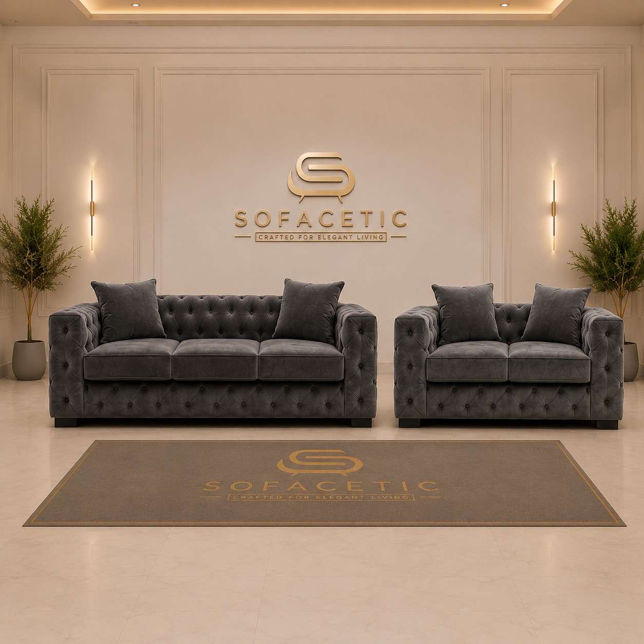 Ashton Plush velvet Luxury Sofa Set