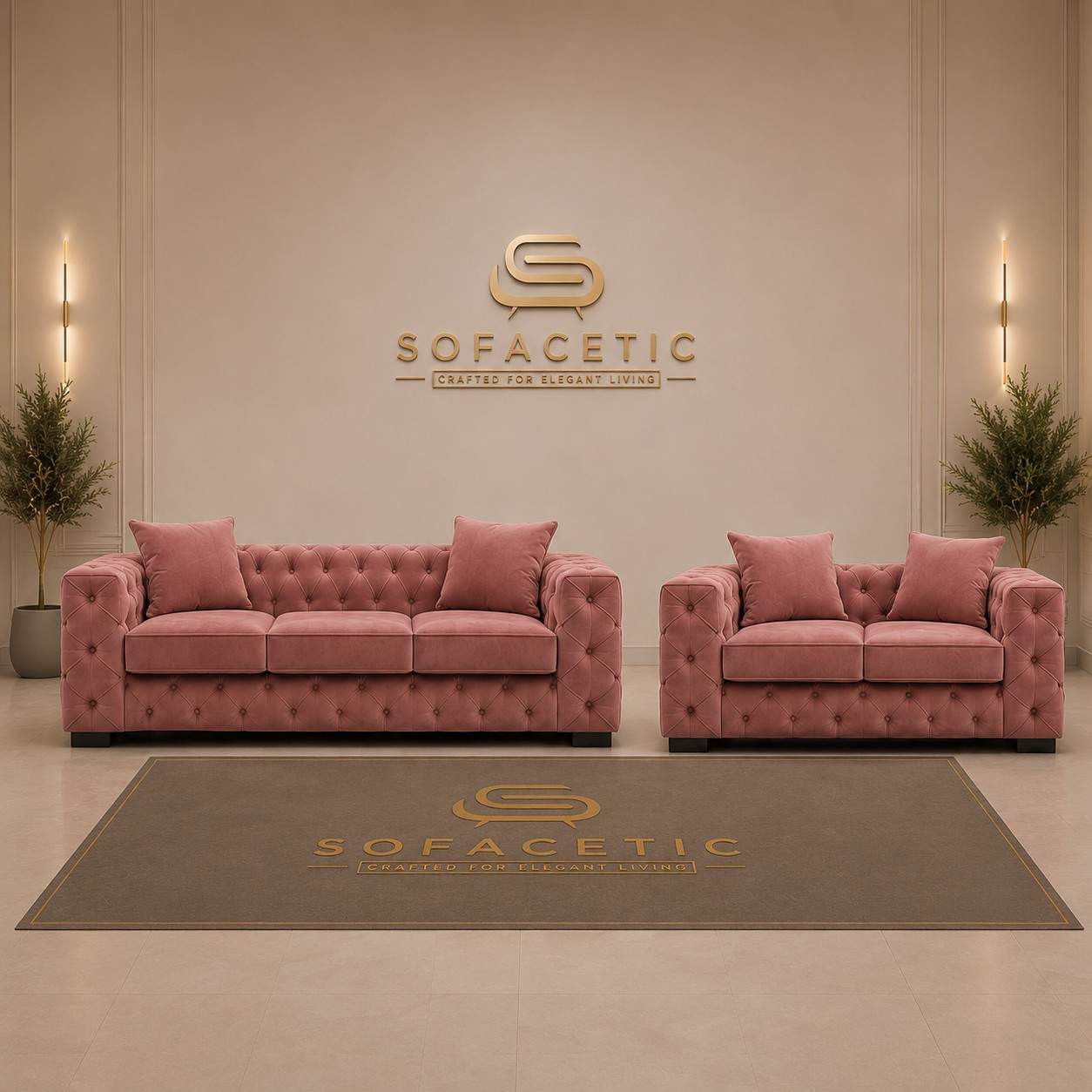 Ashton Plush velvet Luxury Sofa Set