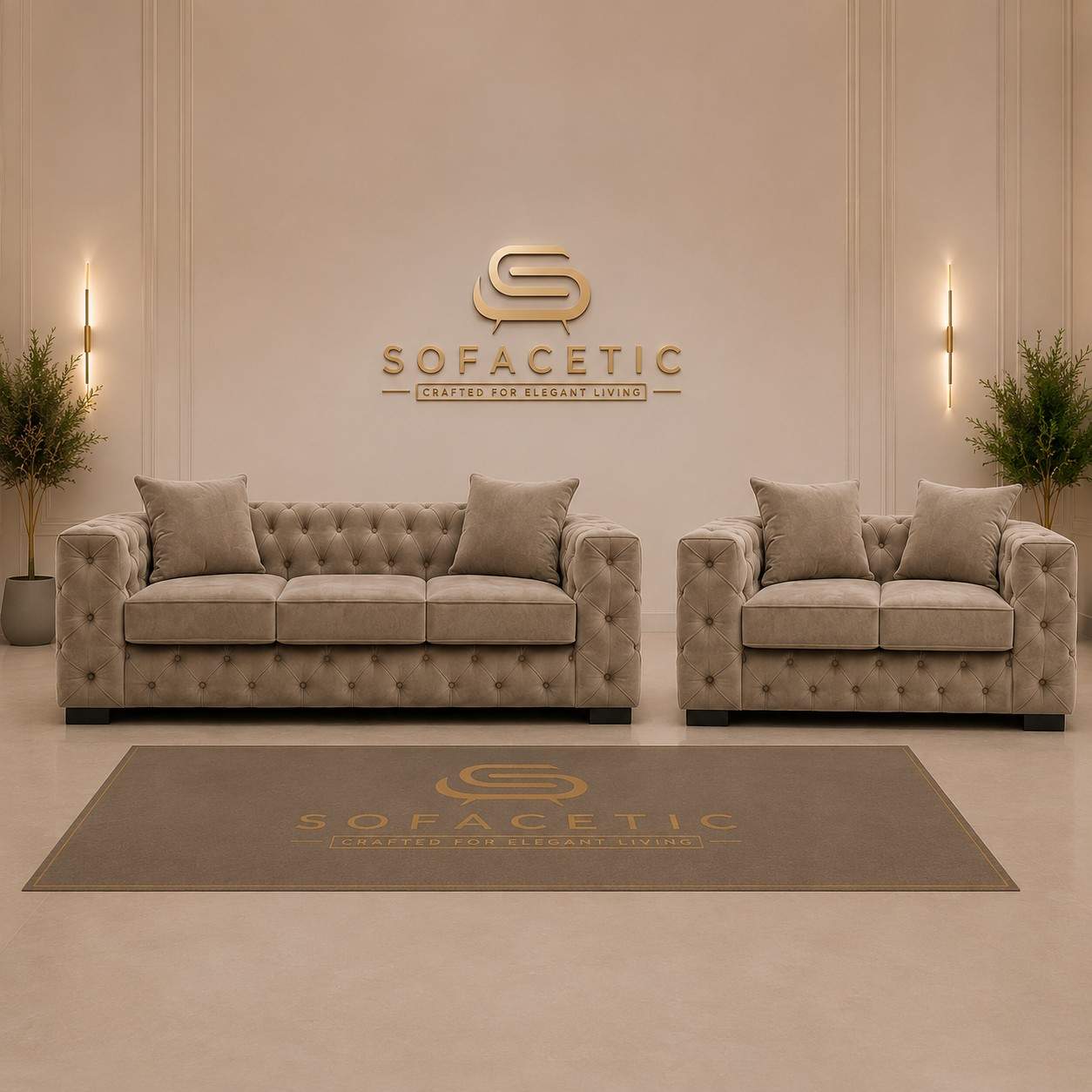 Ashton Plush velvet Luxury Sofa Set