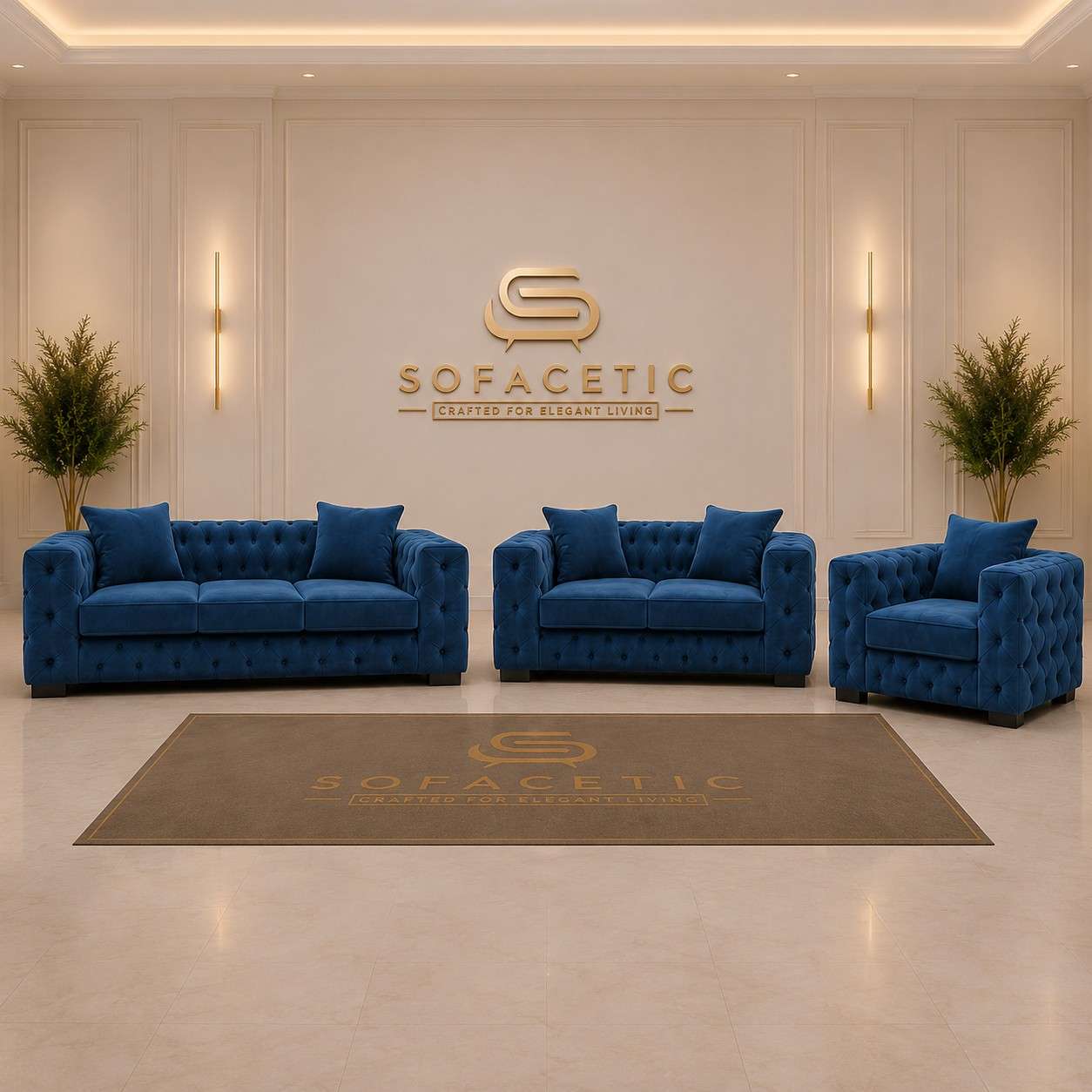 Ashton Plush velvet Luxury Sofa Set
