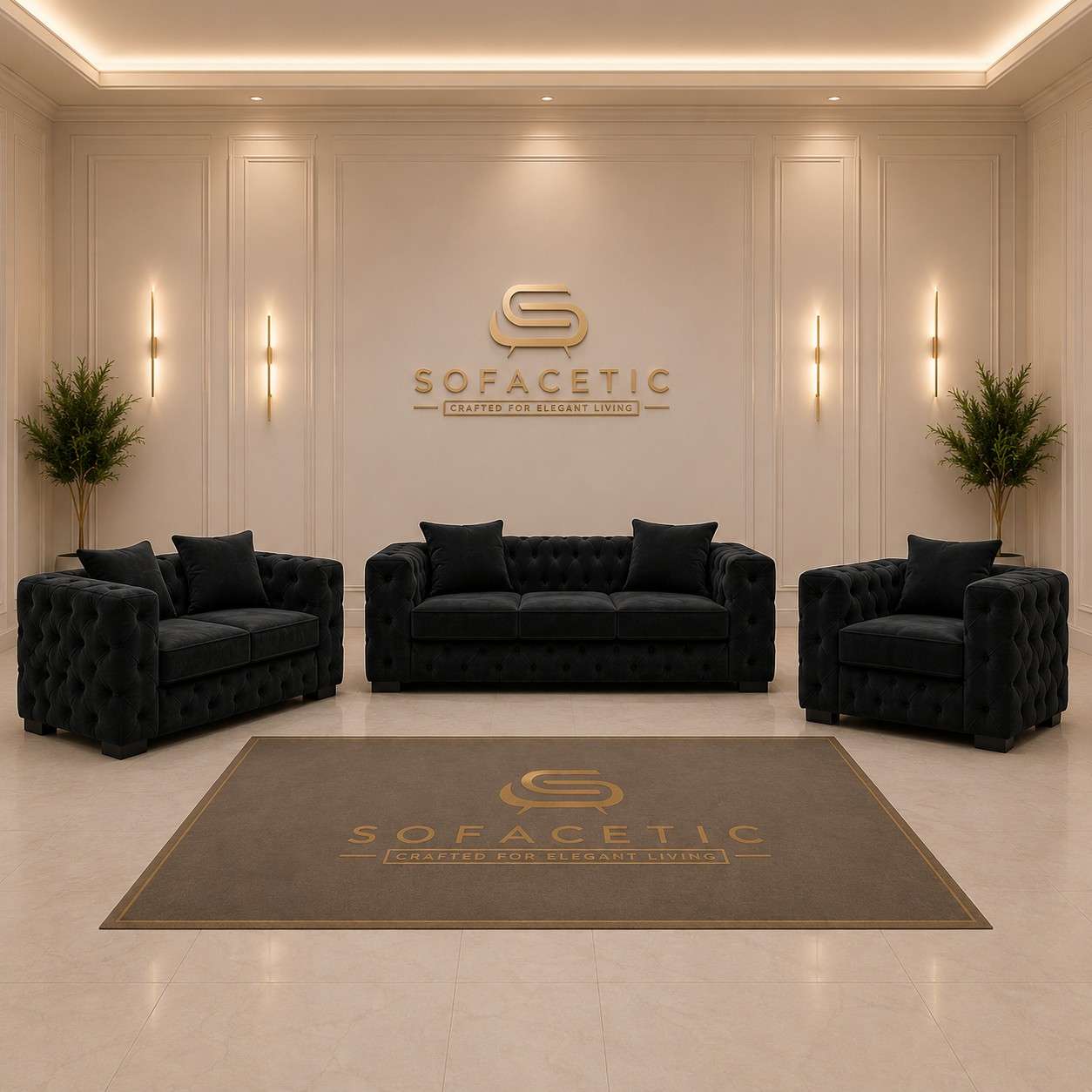 Ashton Plush velvet Luxury Sofa Set