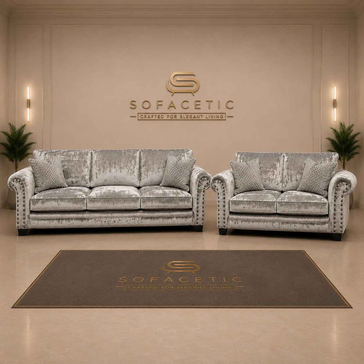 Harrison Juxon Crush velvet Sofa Set