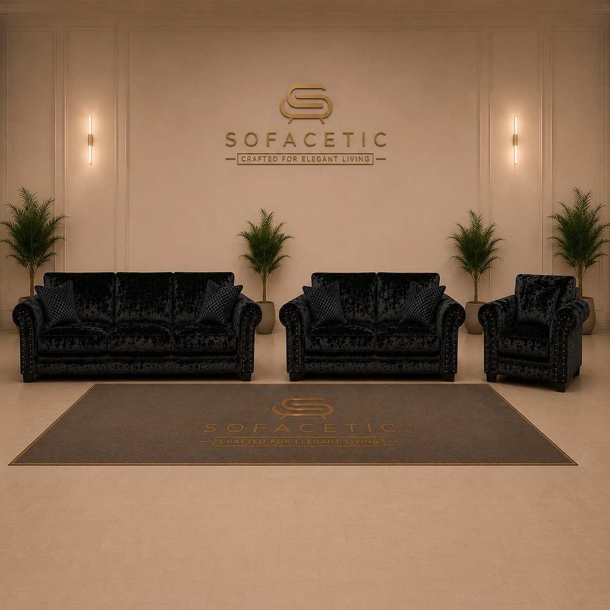 Harrison Juxon Crush velvet Sofa Set