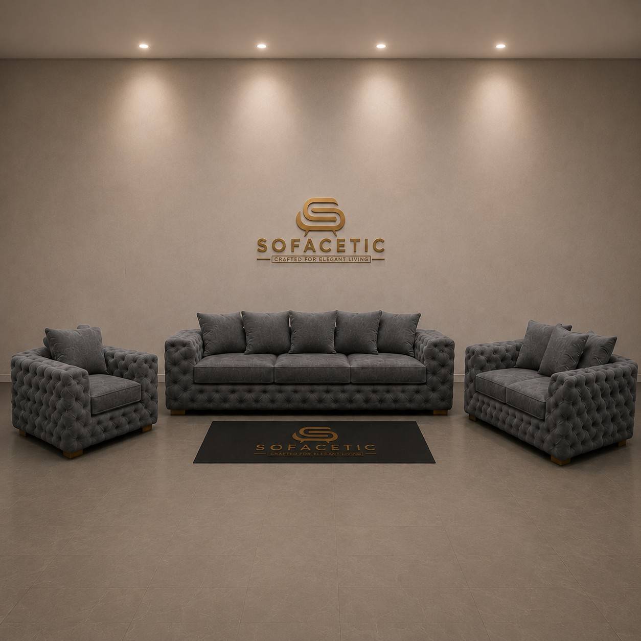 Ashton Chenille Luxury Sofa Set