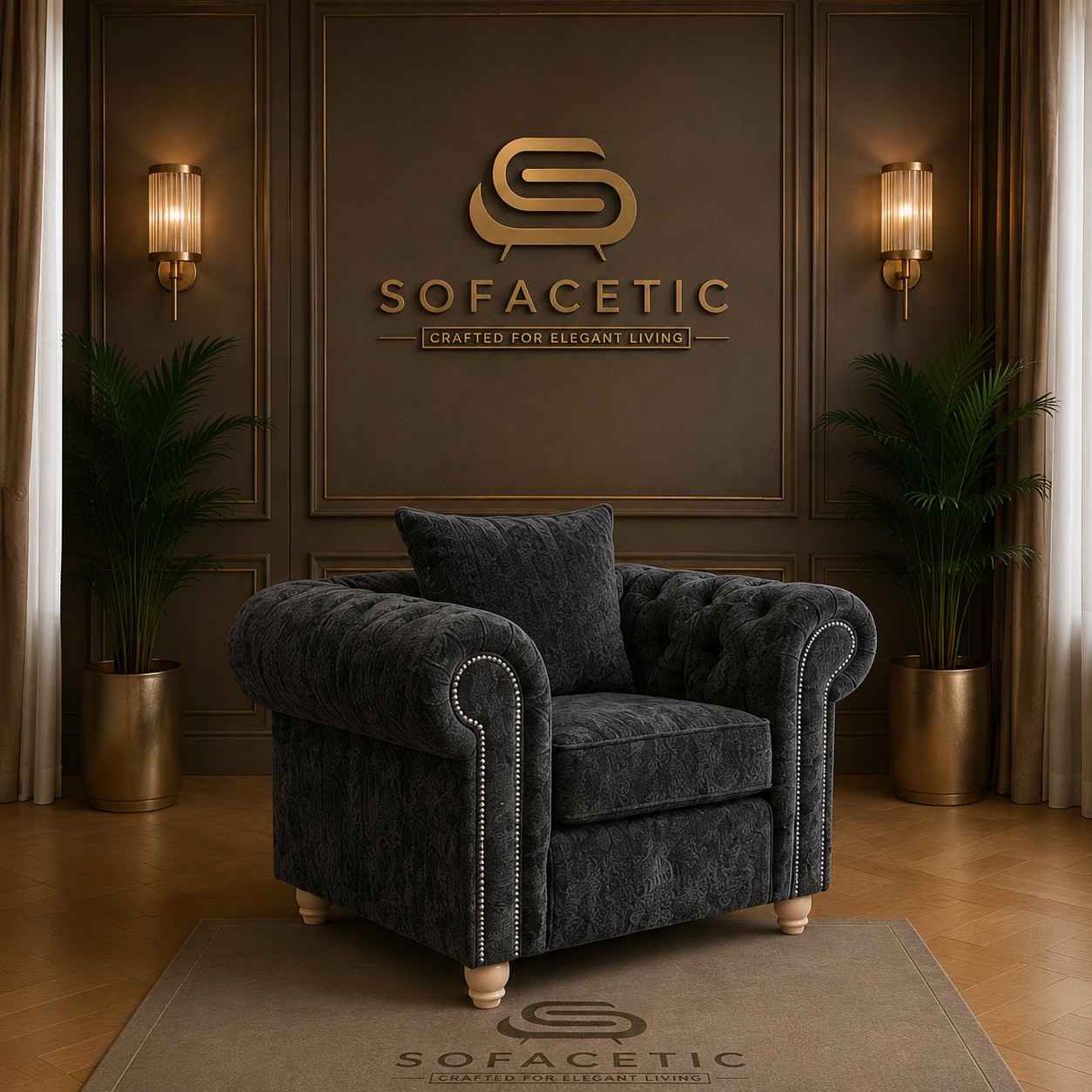 Olympia Ashwin Chenile Sofa Set
