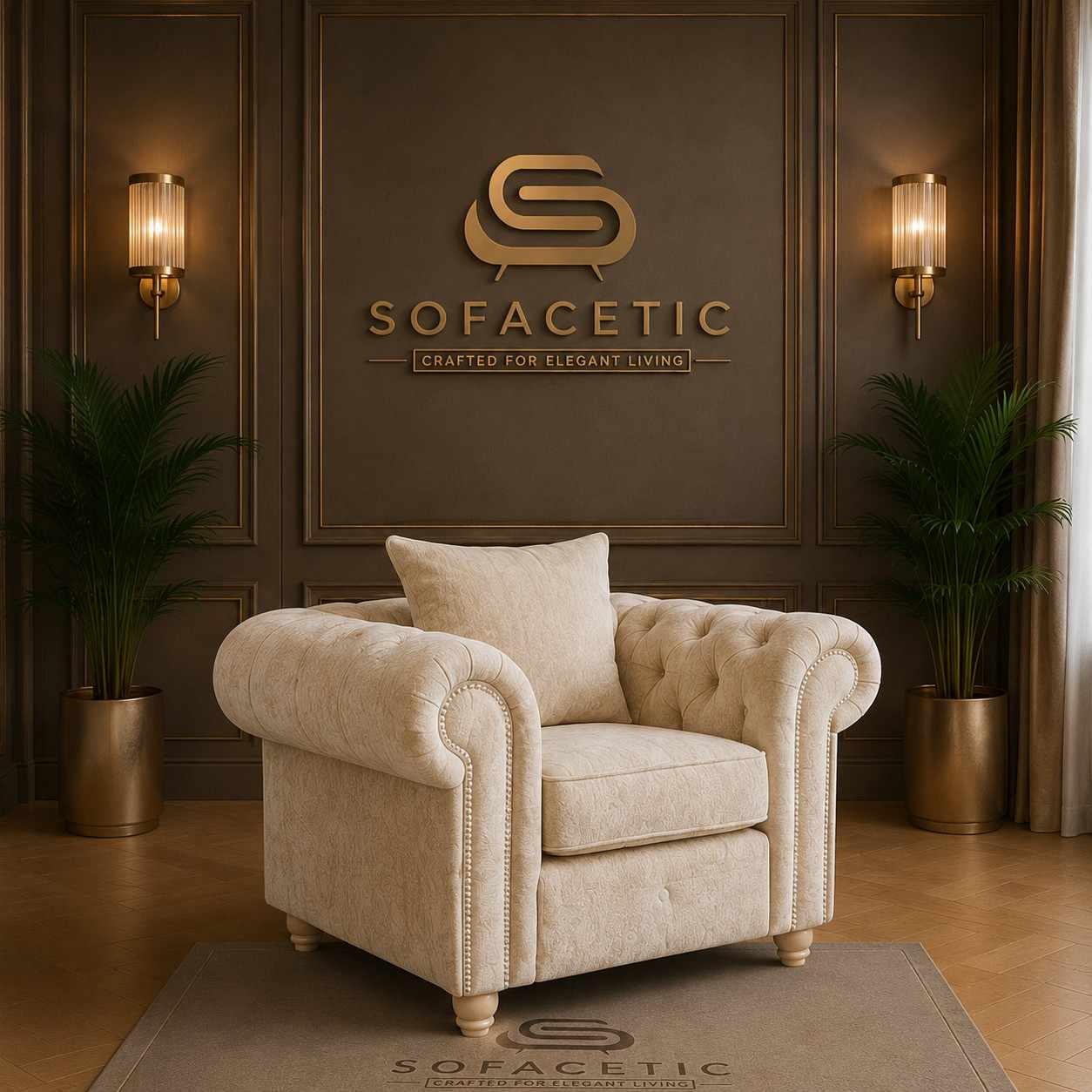 Olympia Ashwin Chenile Sofa Set