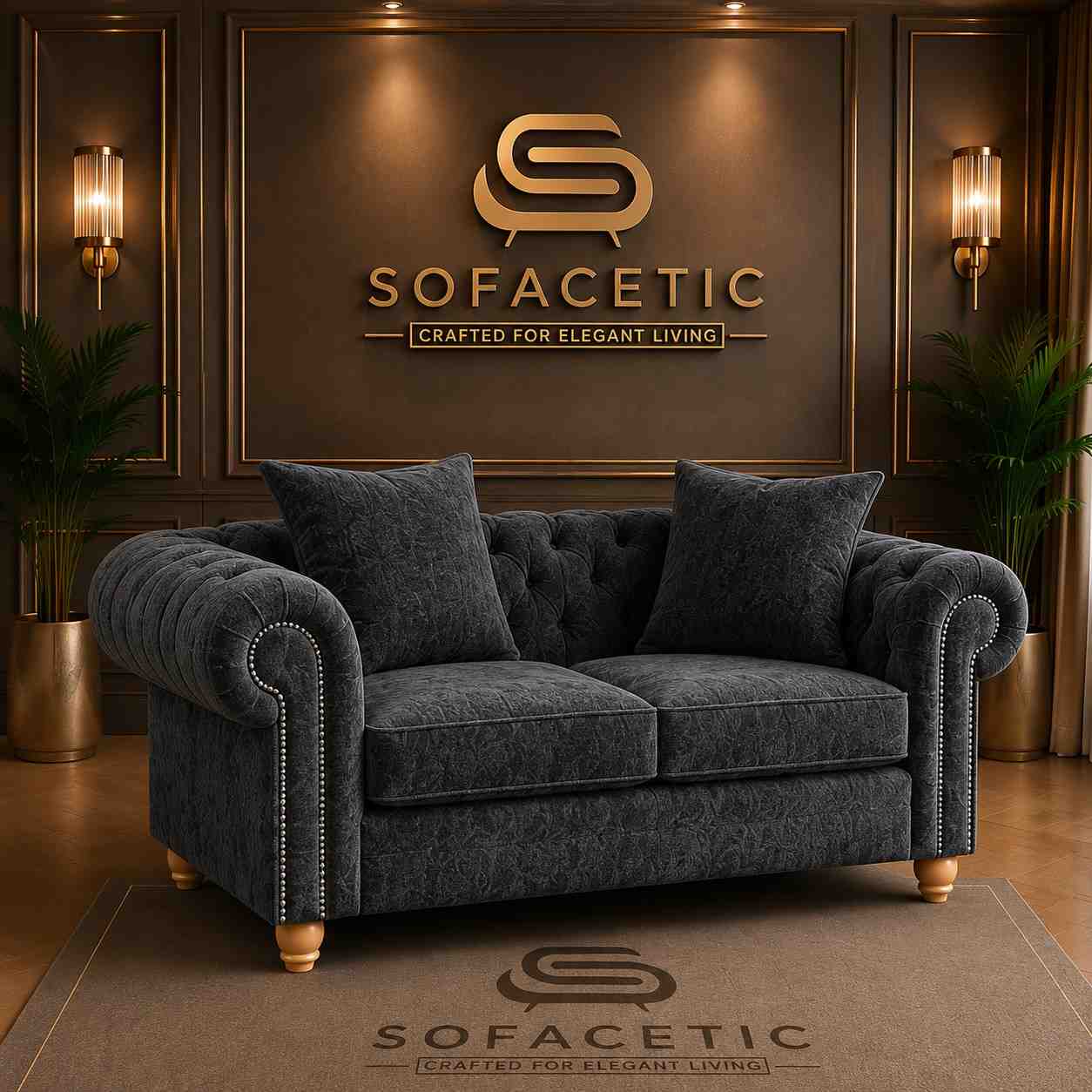 Olympia Ashwin Chenile Sofa Set