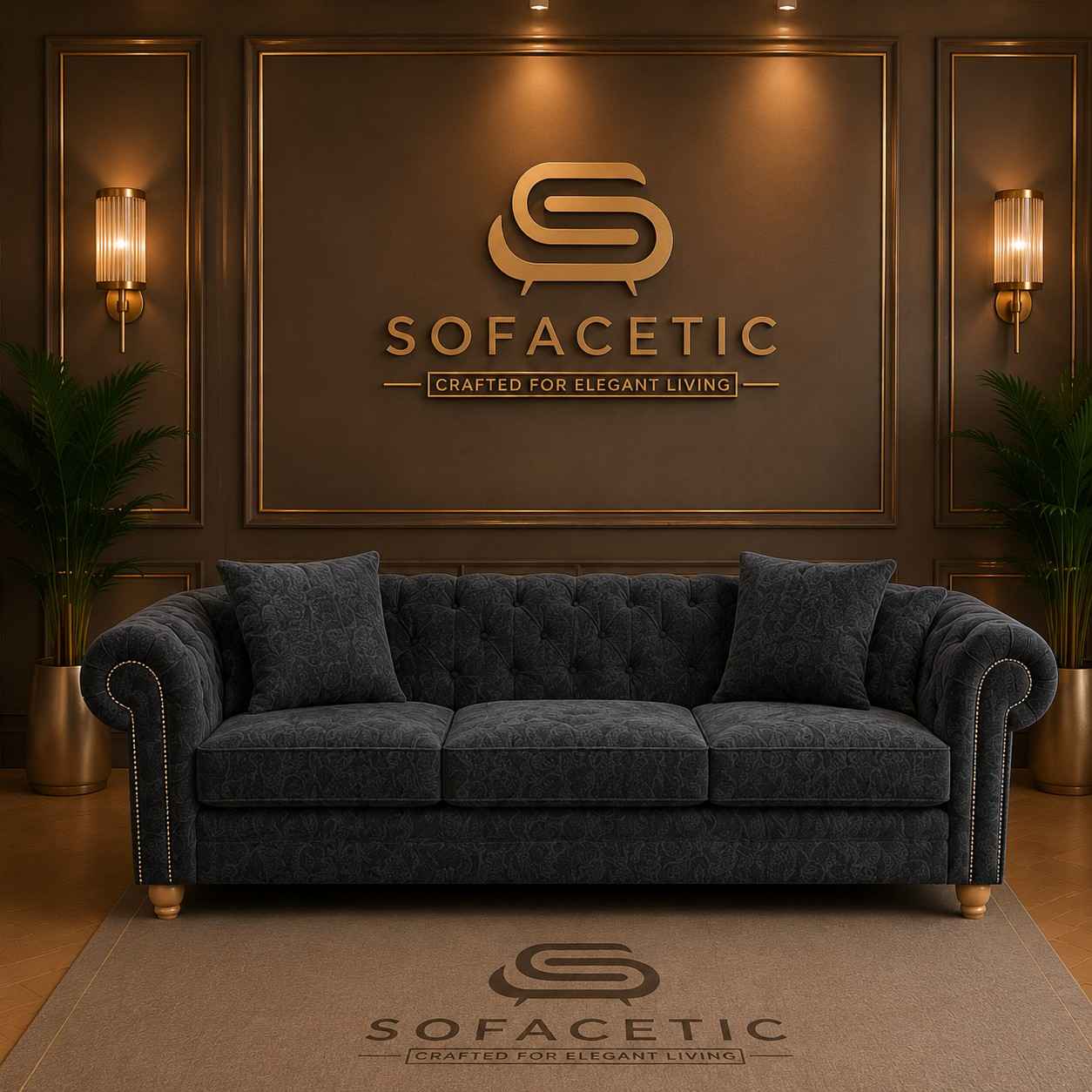 Olympia Ashwin Chenile Sofa Set