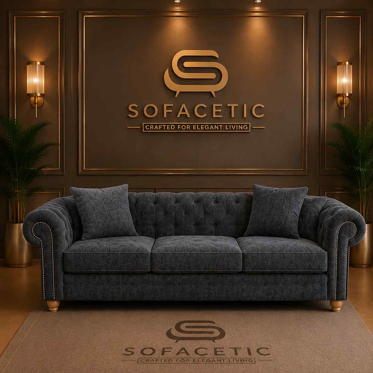 Olympia Ashwin Chenile Sofa Set