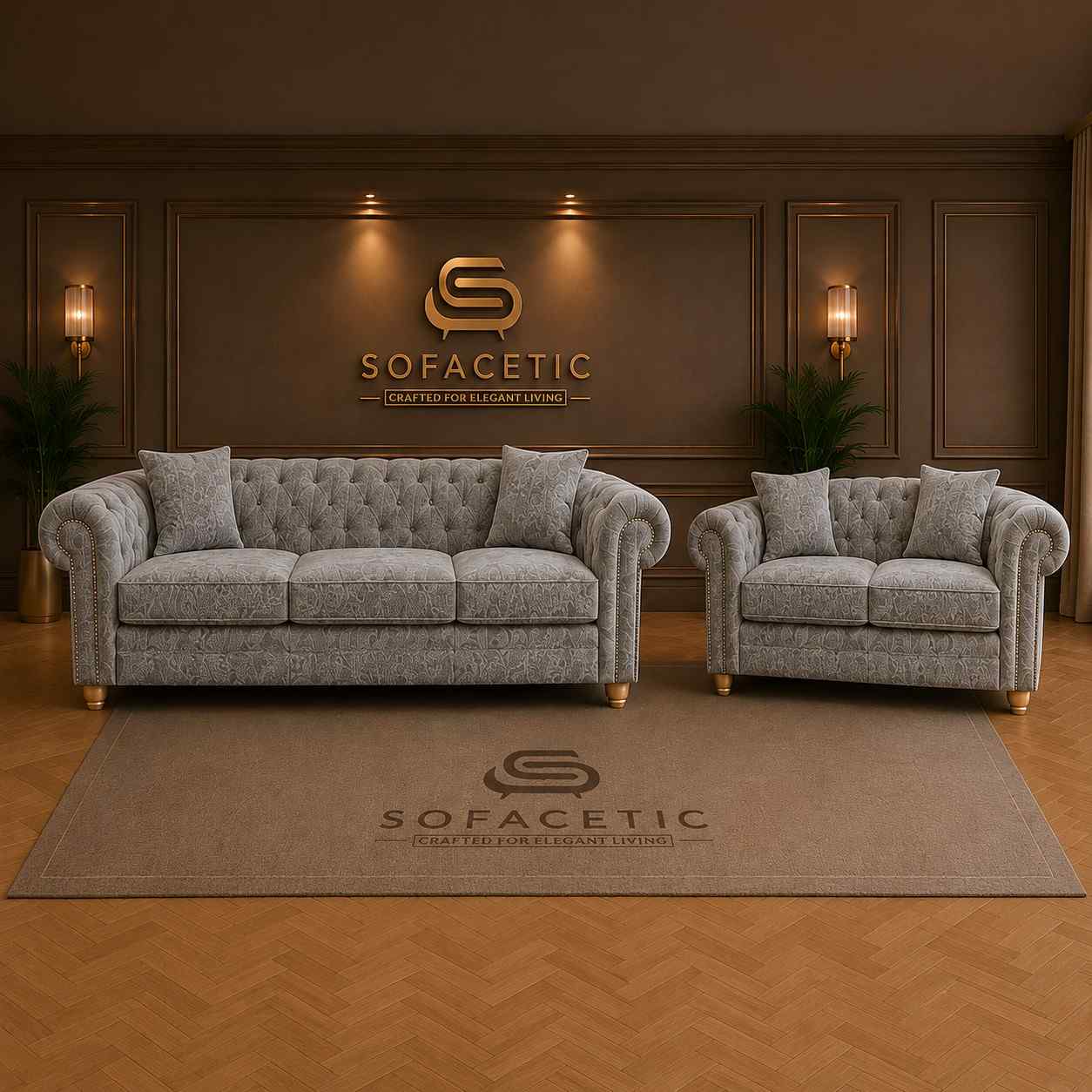 Olympia Ashwin Chenile Sofa Set