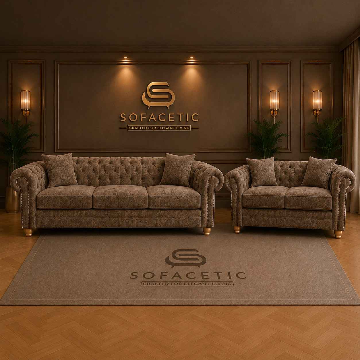 Olympia Ashwin Chenile Sofa Set