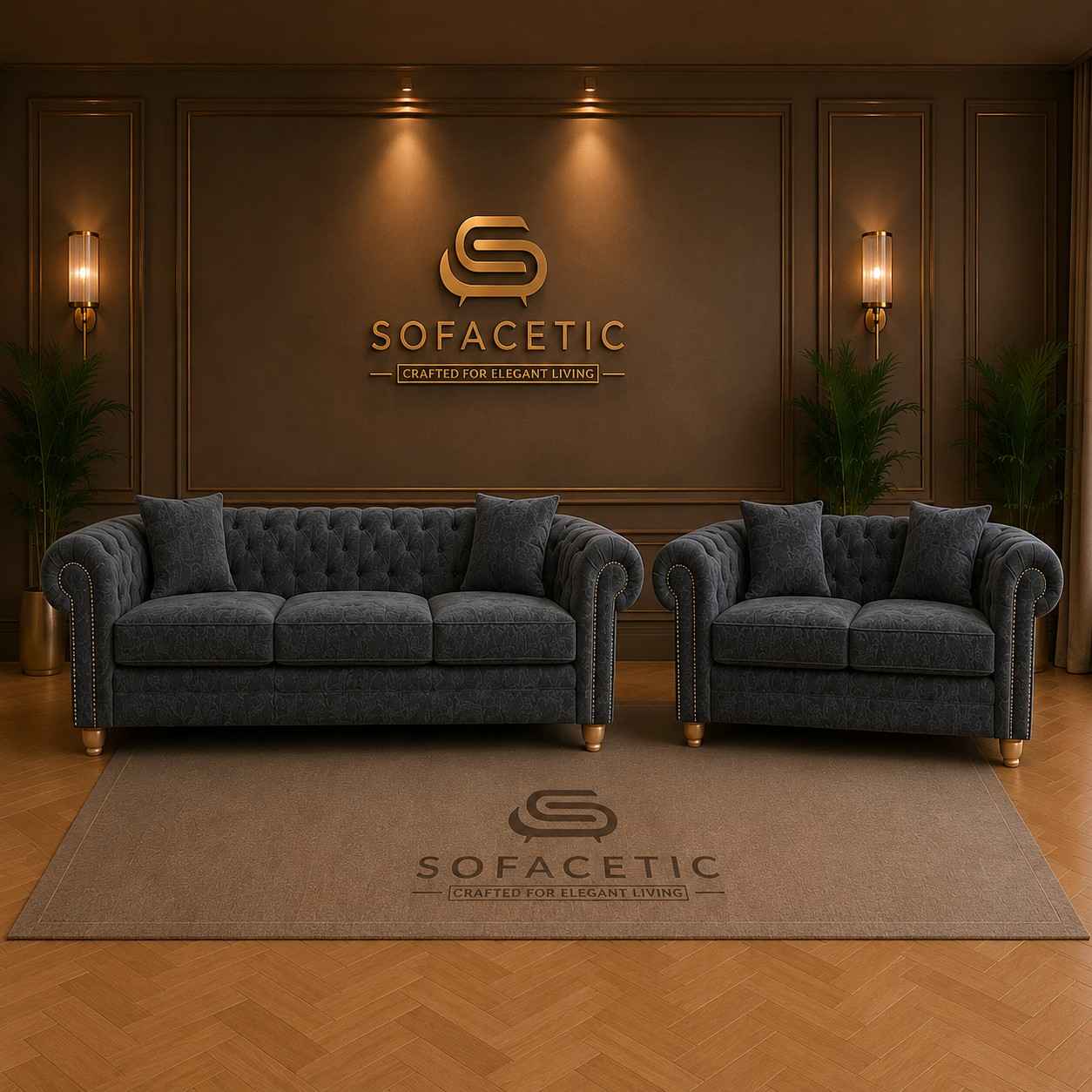 Olympia Ashwin Chenile Sofa Set