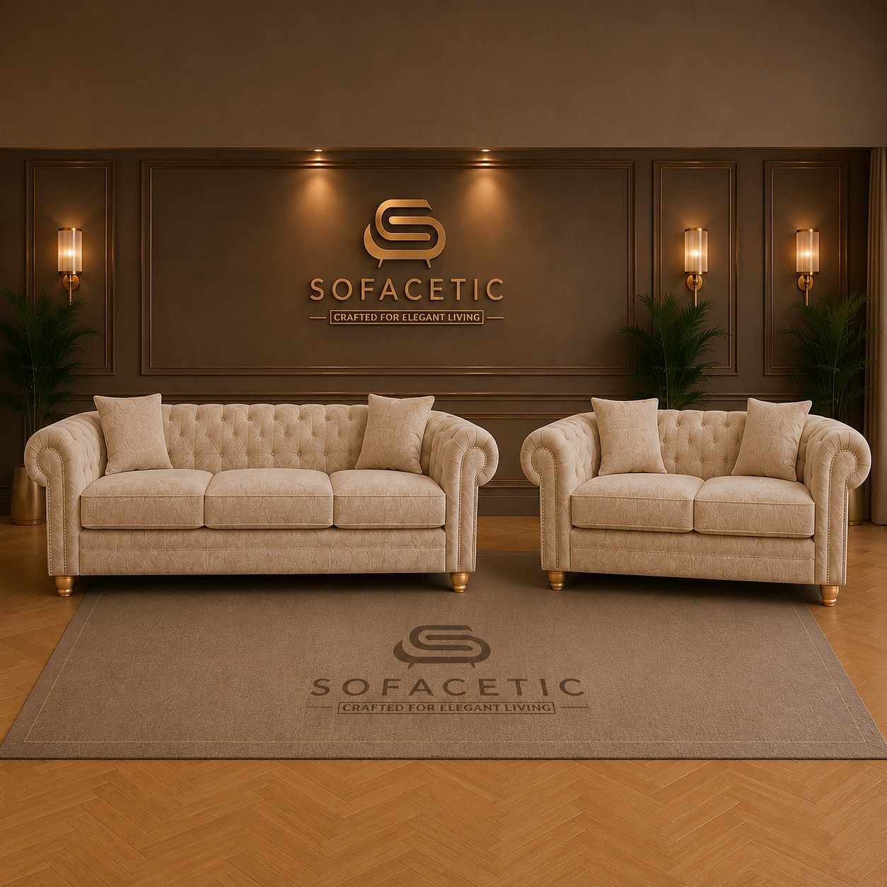 Olympia Ashwin Chenile Sofa Set
