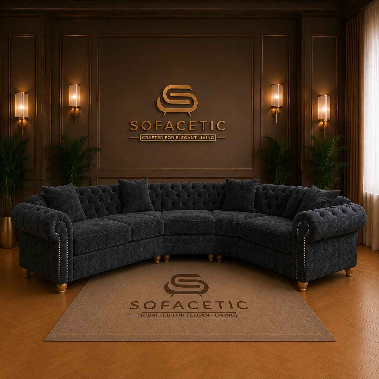 Olympia Ashwin Chenile Sofa Set