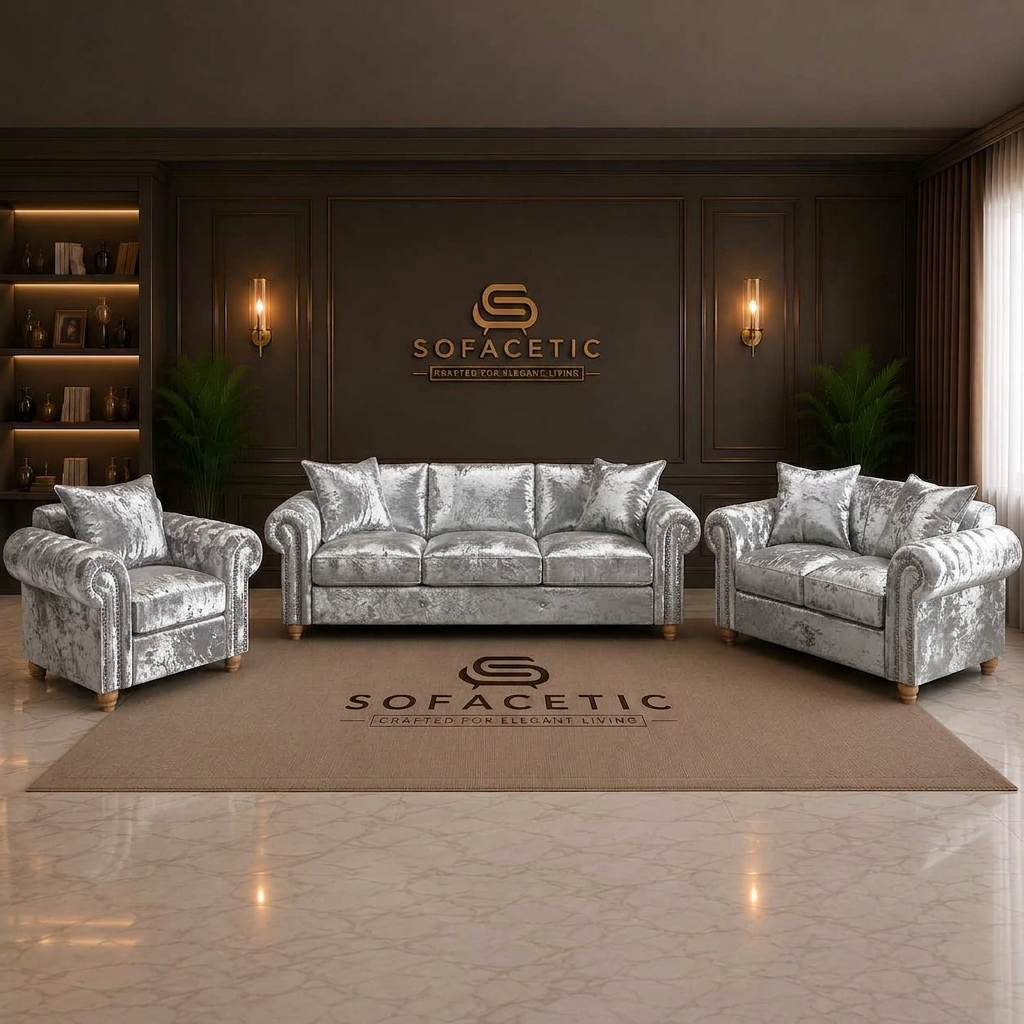 Olympia Ashwin Crush velvet Sofa Set