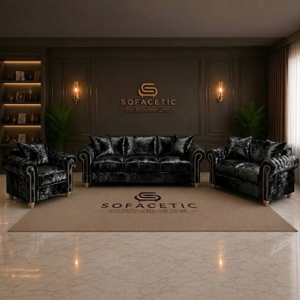 Olympia Ashwin Crush velvet Sofa Set