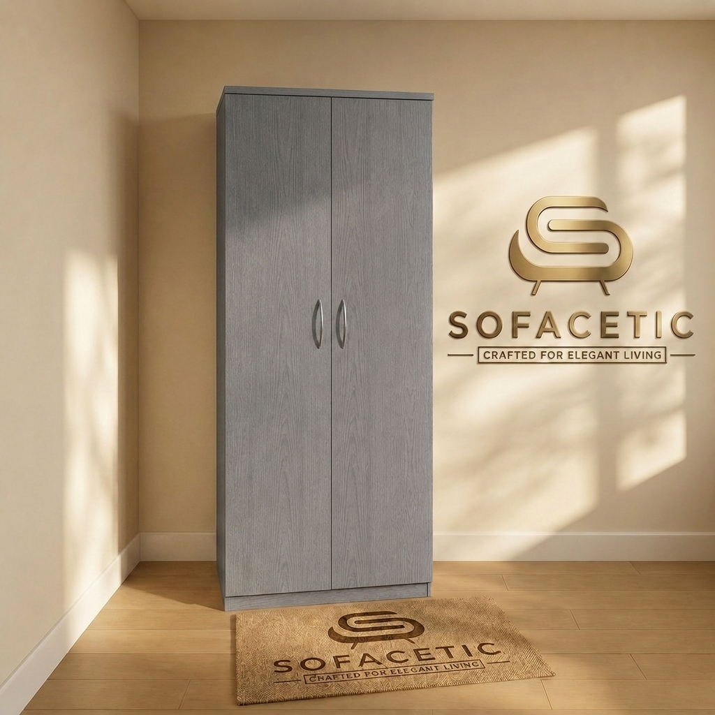 2 Door Grey Color Wardrobe