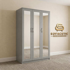 3 Door Grey Color Wardrobe