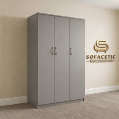 3 Door Grey Color Wardrobe