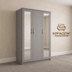 3 Door Grey Color Wardrobe