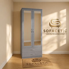 2 Door Grey Color Wardrobe